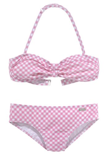 Buffalo Bandeau-Bikini »Karo Kids«, mit unifarbenen Details