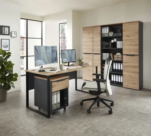 Premium Living, Schreibtisch Memphis In Eiche Artisan/schwarz 