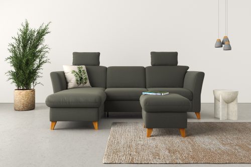 HOME AFFAIRE, Home affaire Ecksofa »Trelleborg«, Federkern-Polsterung, wahlweise mit Bettfunktion und Bettkasten, Kopfstützen optional