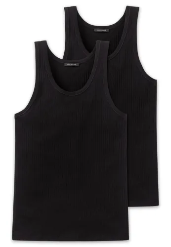 Schiesser, Schiesser Unterhemd "Authentic" 2er-Pack, mit Nadelzug-Muster
