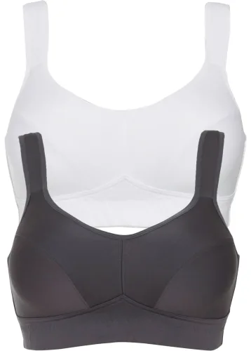 bonprix, bonprix Sport-BH mit mittlerem Halt (2er Pack)grau 85Damen