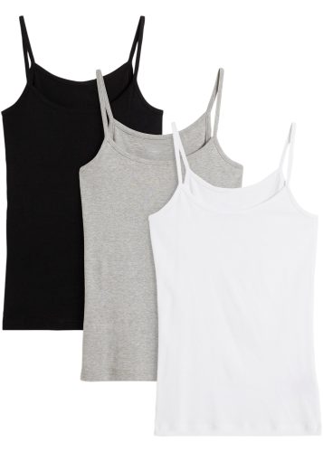 bonprix, bonprix Shirttop Packung, 3 taillierte Passform, ohne Ärmel, aus leichtem Baumwollmaterial