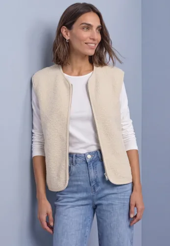 Street One, Teddy-Weste mit Zipper und Corddetails