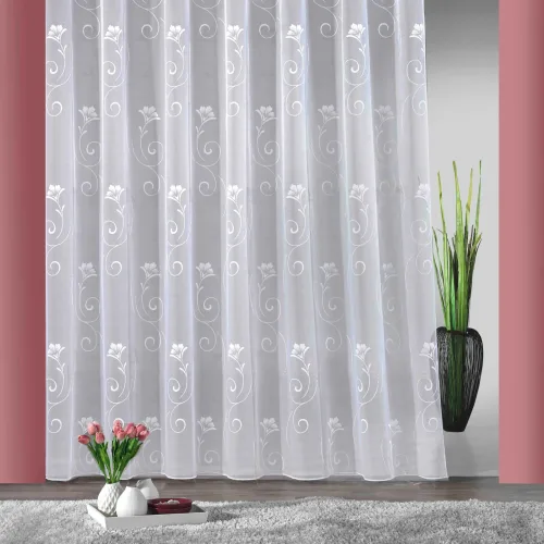 Weckbrodt, Weckbrodt Gardine "Lilly" Smokband 1 Stk. tlg. Jacquard, strukturiert, Allover,floral,Beschwerungsband, nach Mass