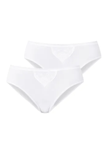 Schiesser, Schiesser Tai-Slip ""Cotton Essentials"" 2er-Pack, mit zarten Stickerei-Motiven