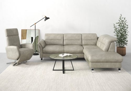SIT&MORE, sit&more Ecksofa »Grenoble«, inklusive Federkern, wahlweise mit Bettfunktion, Stauraum, Armteilverstellung und Kopfteilverstellung