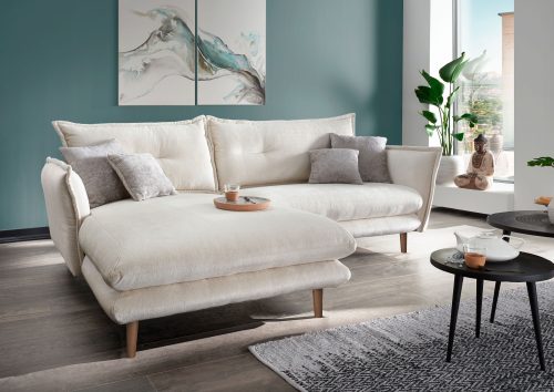INOSIGN, INOSIGN Ecksofa »Lazio«, mit Zierkissen, Füsse naturfarben
