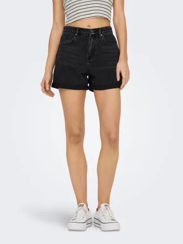 Only, Only Jeansshorts - Schwarz Denim S Damen