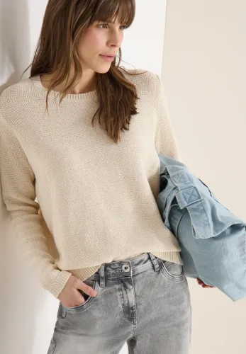 cecil, Cecil Strickpullover meliert, mit Rundhals