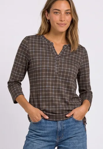 Street One, STREET ONE 3/4-Arm-Shirt Sommershirt mit Split Neck und Print