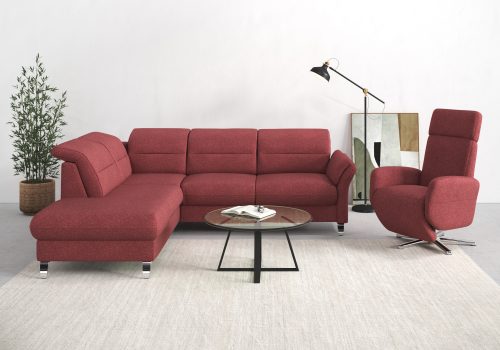 SIT&MORE, sit&more Ecksofa »Grenoble«, inklusive Federkern, wahlweise mit Bettfunktion, Stauraum, Armteilverstellung und Kopfteilverstellung