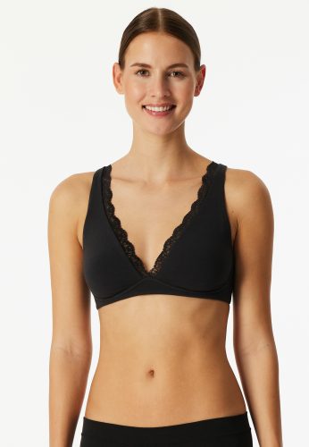 Schiesser, Schiesser Soft-BH mit Spitze ohne Bügel Schwarz - Unique Cotton für Damen, Größe 70A, 90 % Baumwolle, 10 % Elasthan
