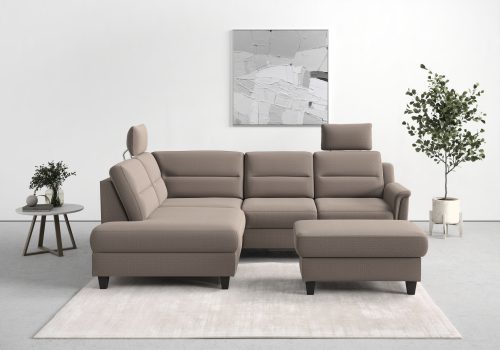 SIT&MORE, sit&more Ecksofa »Farö«, inklusive Federkern, mit wengefarbenen Füssen, wahlweise mit Bettfunktion und Bettkasten