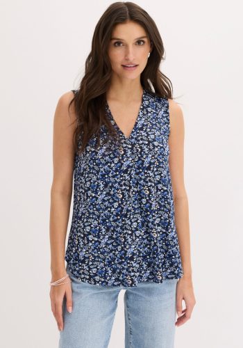 bonprix, bonprix Shirttop mit V-Ausschnitt, mit eingelegter Falte, ärmellos