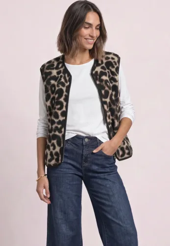 Street One, Teddy-Weste mit Zipper und Corddetails