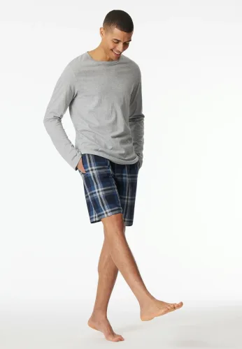Schiesser, Schiesser Pyjamashorts "Mix + Relax" kariert, Gummizug, Bindeband