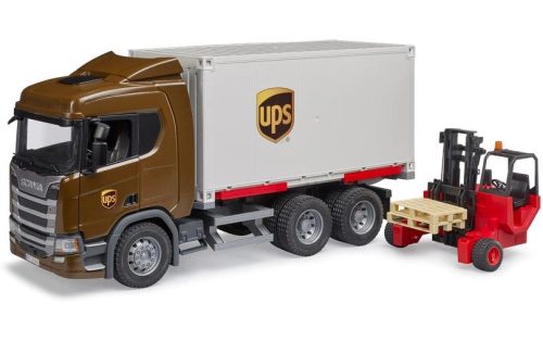 Bruder, Scania Super 560R Logistik LKW mit Mitnahmestapler, Modellfahrzeug