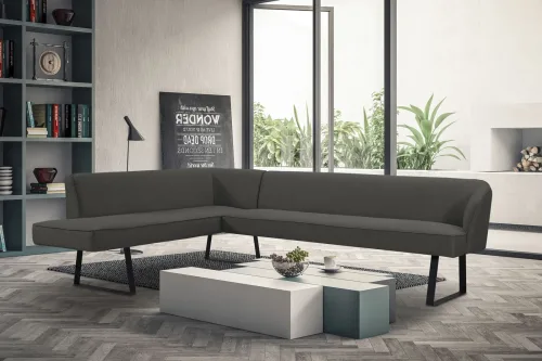 Exxpo - Sofa Fashion, exxpo - sofa fashion Eckbank "Americano" mit Keder und Metallfüssen, Bezug in verschiedenen Qualitäten