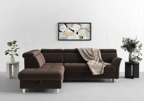 SIT&MORE, sit&more Ecksofa, inklusive Kopfteilverstellung, wahlweise mit Bettfunktion und Bettkasten