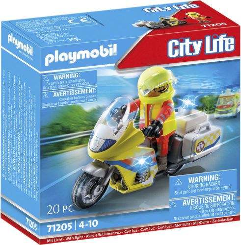 PLAYMOBIL, 71205 Notarzt-Motorrad mit Blinklicht, Konstruktionsspielzeug