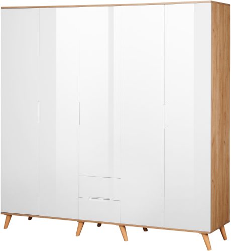 andas Kleiderschrank »Lund Schlafzimmerschrank Bestseller im skandinavischem Design«, Garderobenschrank mit Premium Innenausstattung, Breite 200cm hochglanz