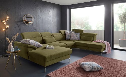 sit&more Wohnlandschaft, 15 cm Fusshöhe, inklusive Sitztiefenverstellung, wahlweise Kopfteilverstellung, wahlweise in 2 unterschiedlichen Fussfarben