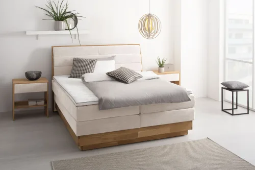 Goodproduct, GOODproduct Boxspringbett "Jenna" ohne LED-Beleuchtung, mit zertifizierten, recycelten Bezugsstoffen