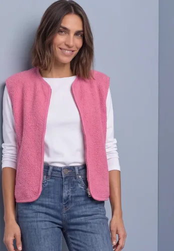 Street One, Teddy-Weste mit Zipper und Corddetails