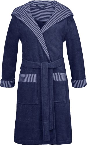 Esprit Damenbademantel »Day«, (1 St., mit Gürtel), mit Kapuze, gestreiften Akzenten & Logostickerei, kurz