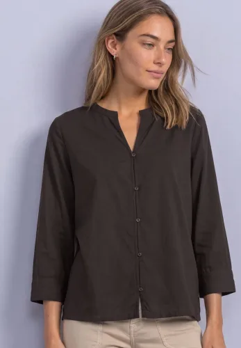Street One, STREET ONE Schlupfbluse 3/4-Arm Sommerbluse mit Split Neck