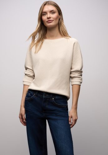 STREET ONE Strickpullover 3/4-Arm mit Two-Tone-Effekt und feinem Strukturmuster