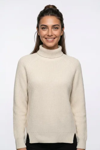 Richroyal, RICHROYAL Rollkragenpullover mit Seitenschlitzen, locker geschnitten, zeitlos