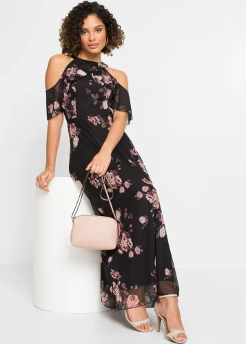 bonprix, bonprix Maxikleid "Maxikleid aus Mesh" für eleganten Auftritt, aus leichtem Mesh-Material, lockere Passform