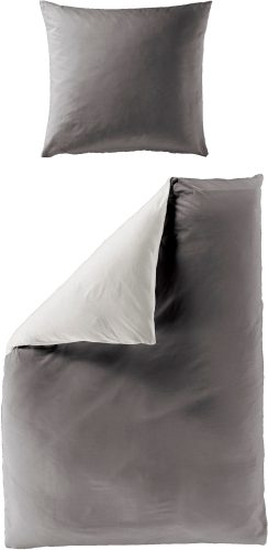 BIERBAUM Wendebettwäsche »Modern Uni, made in Germany, hochwertige Renforcé Qualität aus 100% Baumwolle, Bett- und Kopfkissenbezug mit Reissverschluss, STANDARD 100 by OEKO-TEX® zertifiziert, ganzjährig nutzbar«, (2 tlg.)