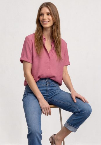 Street One, Kurzarm Hemdbluse in Unifarbe