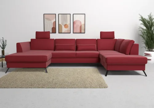 Sit & More, sit&more Wohnlandschaft "Olsen U-Form" inklusive Sitztiefenverstellung, wahlweise mit Bettfunktion, 15cm hoch