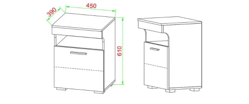 Livetastic, Nachttisch Slepal M 45/61/39 cm Anthrazit, Honigeiche 
