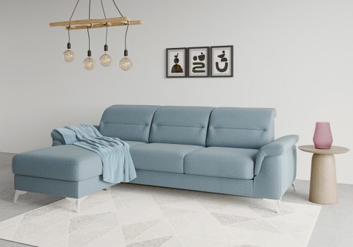 SIT&MORE, sit&more Ecksofa »Sinatra«, mit Recamiere, optinal mit Kopfteilverstellung und Armteilfunktion oder Kopfteilverstellung, Armteilfunktion, Bettfunktion und Bettkasten, chromfarbene Metallfüsse