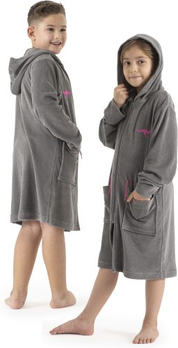 KangaROOS, KangaROOS Kinderbademantel »Kira, Ideal für Zuhause, Schwimmbad oder im Urlaub«, (1 St.), modernen, sportliches Design, leuchtenden Akzenten