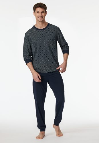Schiesser -  Pyjama Schlafanzug  - Comfort Essentials, für Herren, Dunkelblau, Größe 56