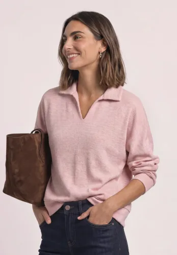 Street One, Langarm Poloshirt im Melange-Look