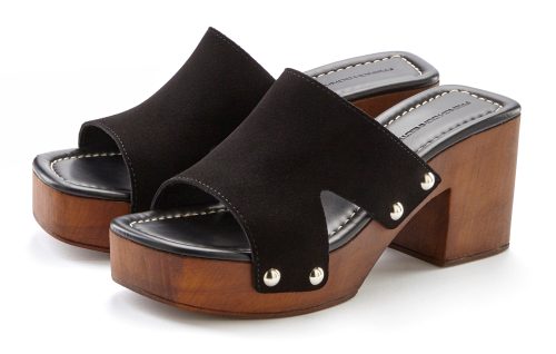 French Connection, French Connection Pantolette "Mule, Sandale, offener Schuh, Sommerschuhe, Lederpantolette" aus Leder mit Blockabsatz und Plateausohle