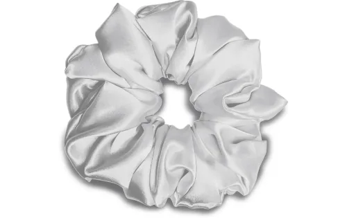 VBEAUTY, VBEAUTY - Premium Seiden Scrunchie - Silber, One Size