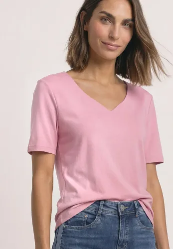 Street One, Kurzarm Shirt mit Herzausschnitt