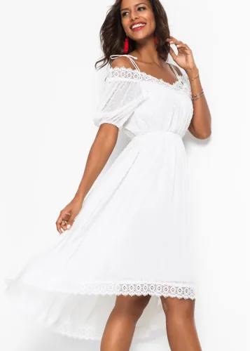 bonprix, bonprix Trägerkleid mit asymmetrischem Saumweiß 38Damen