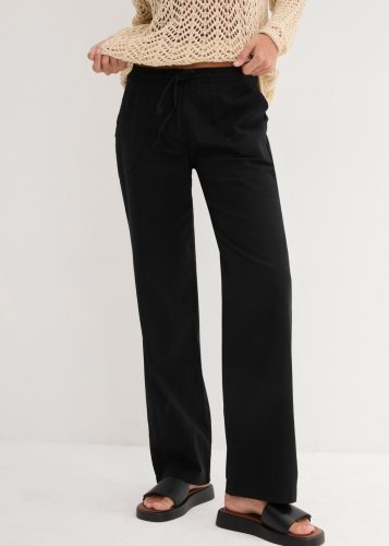 bonprix, bonprix Leinenhose Loose Fit, mit Kordelzugbund, mit Eingrifftaschen, mit Gesässtaschen