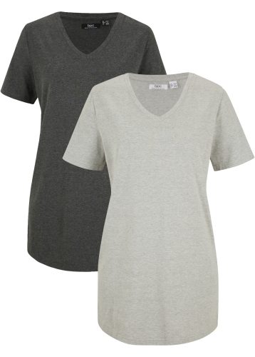 bonprix Longshirt Packung, 2er, mit V-Ausschnitt, Kurzarm-Design, im praktischen 2er-Pack
