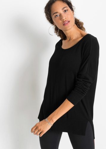 bonprix Strickpullover Viskose-Feinstrick, oversized, Seitenschlitze, hinten länger