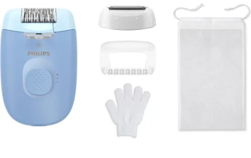 Philips, Philips Epilierer "Series 4000" 2 Stk. Aufsätze kompakter Epilierer mit Kabel und LED-Licht, inkl. Massageaufsatz
