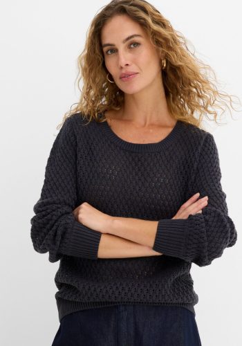 bonprix Strickpullover Strukturstrick mit hohem Baumwollanteil, mit Rundhalsausschnitt